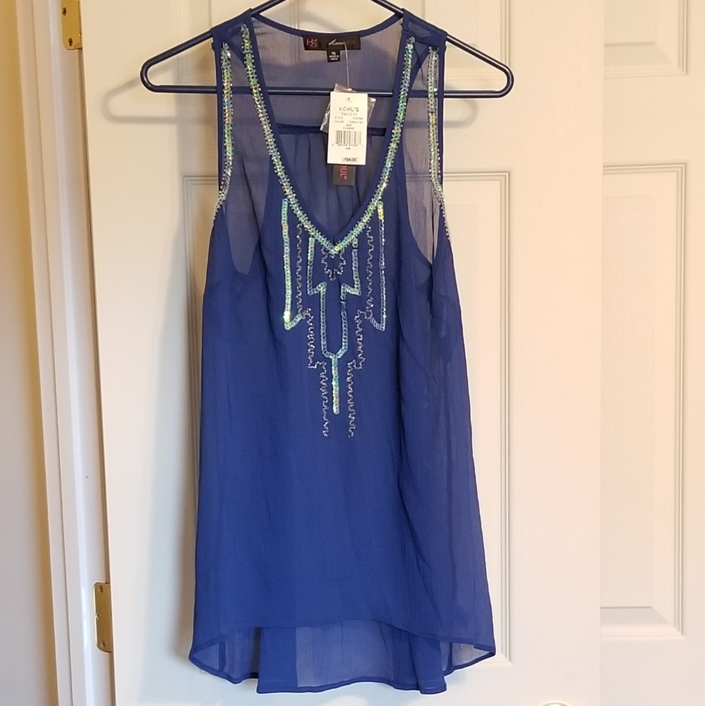 Cobalt Blue, embellished tank
